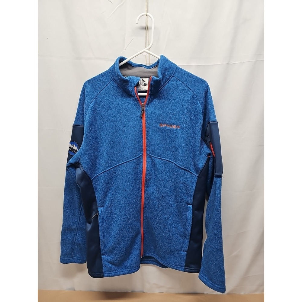 SPYDER Mens Empire Full Zip Fleece‎ Jacket Blue Embroidered Size Large